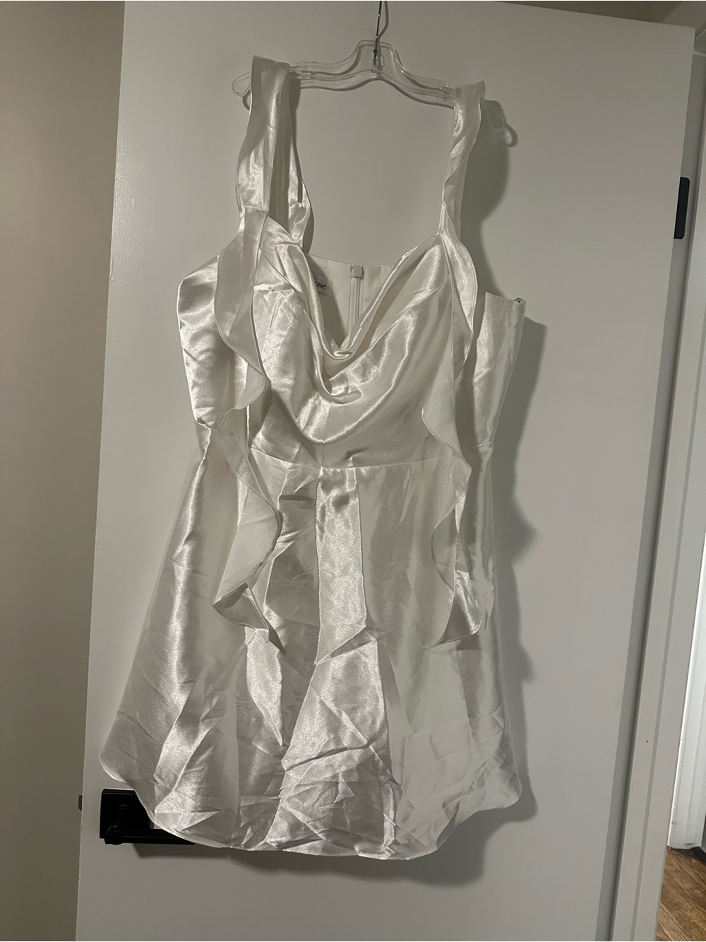 NWT JJ’s House Size 20 Satin White Ruffled Mini Dress